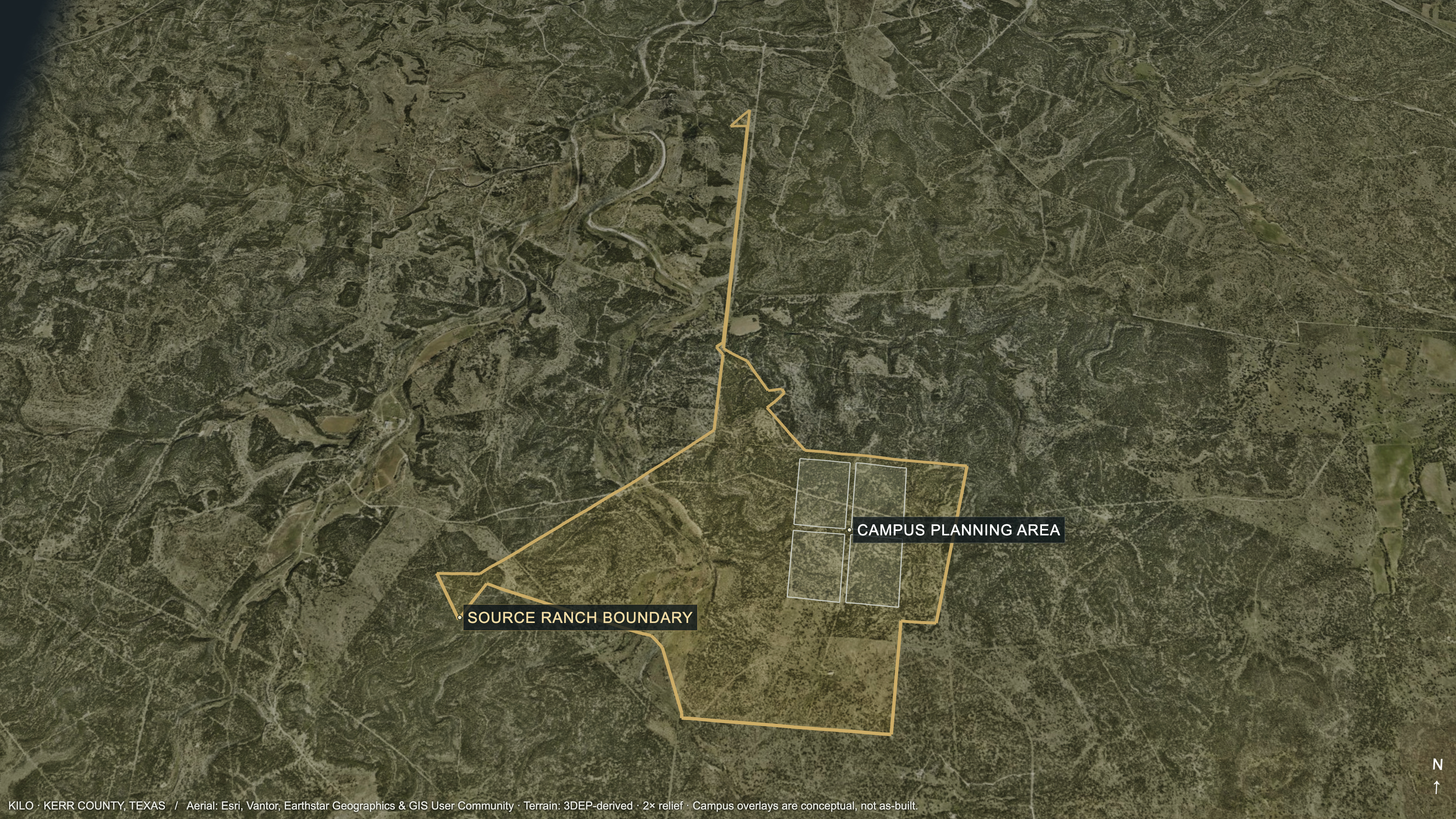 Aerial planning context for Kilo in Kerr County, Texas