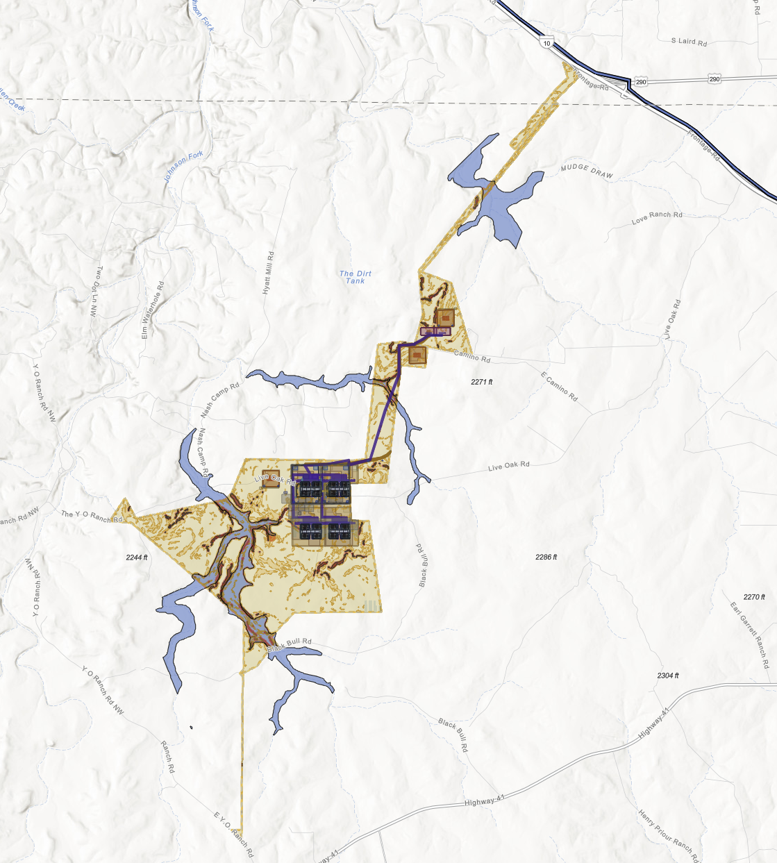 Kilo campus and corridor context on the topographic map